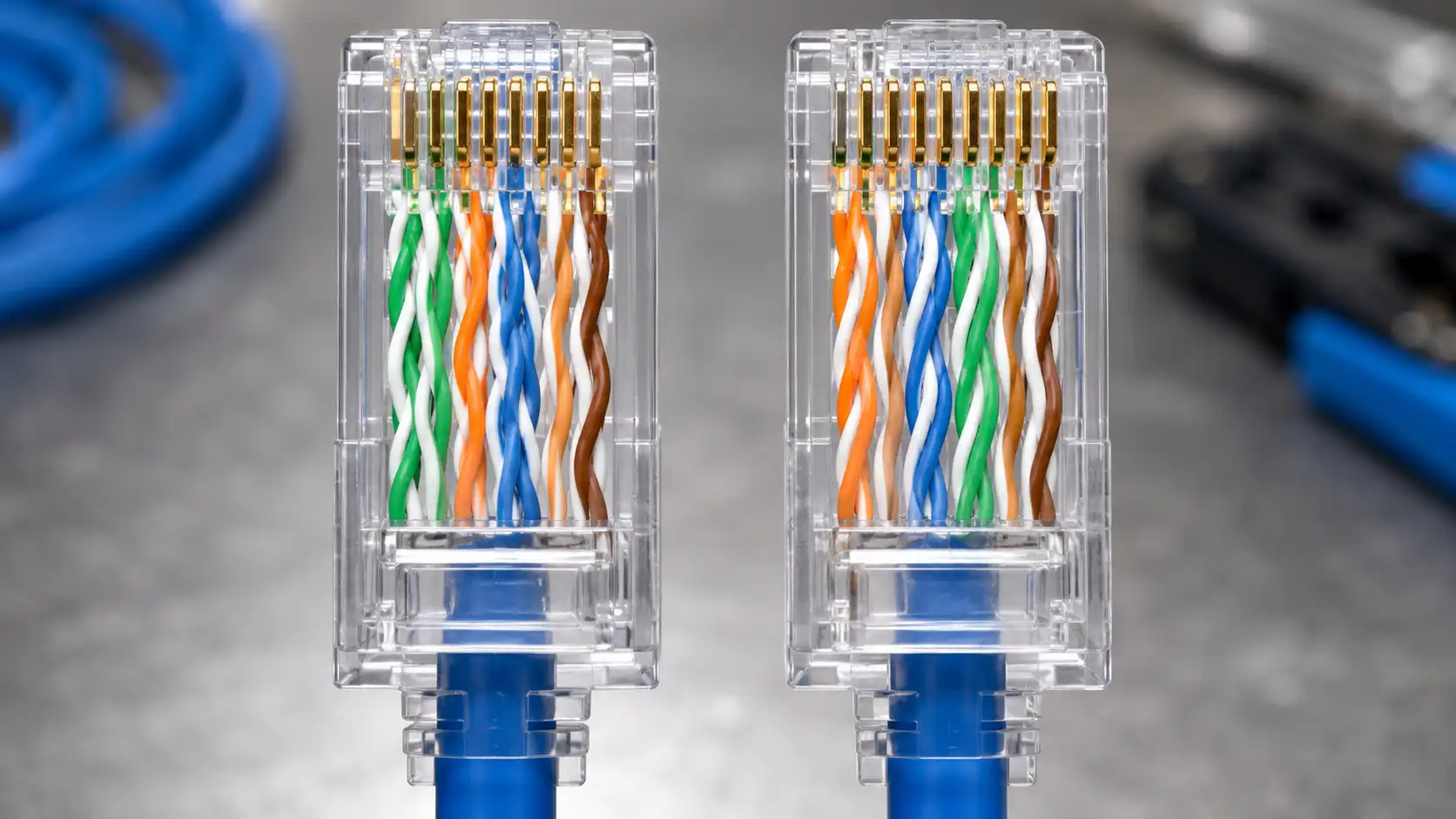 T568A and T568B RJ45 connector wiring colors T568A and T568B RJ45 connector wiring colors