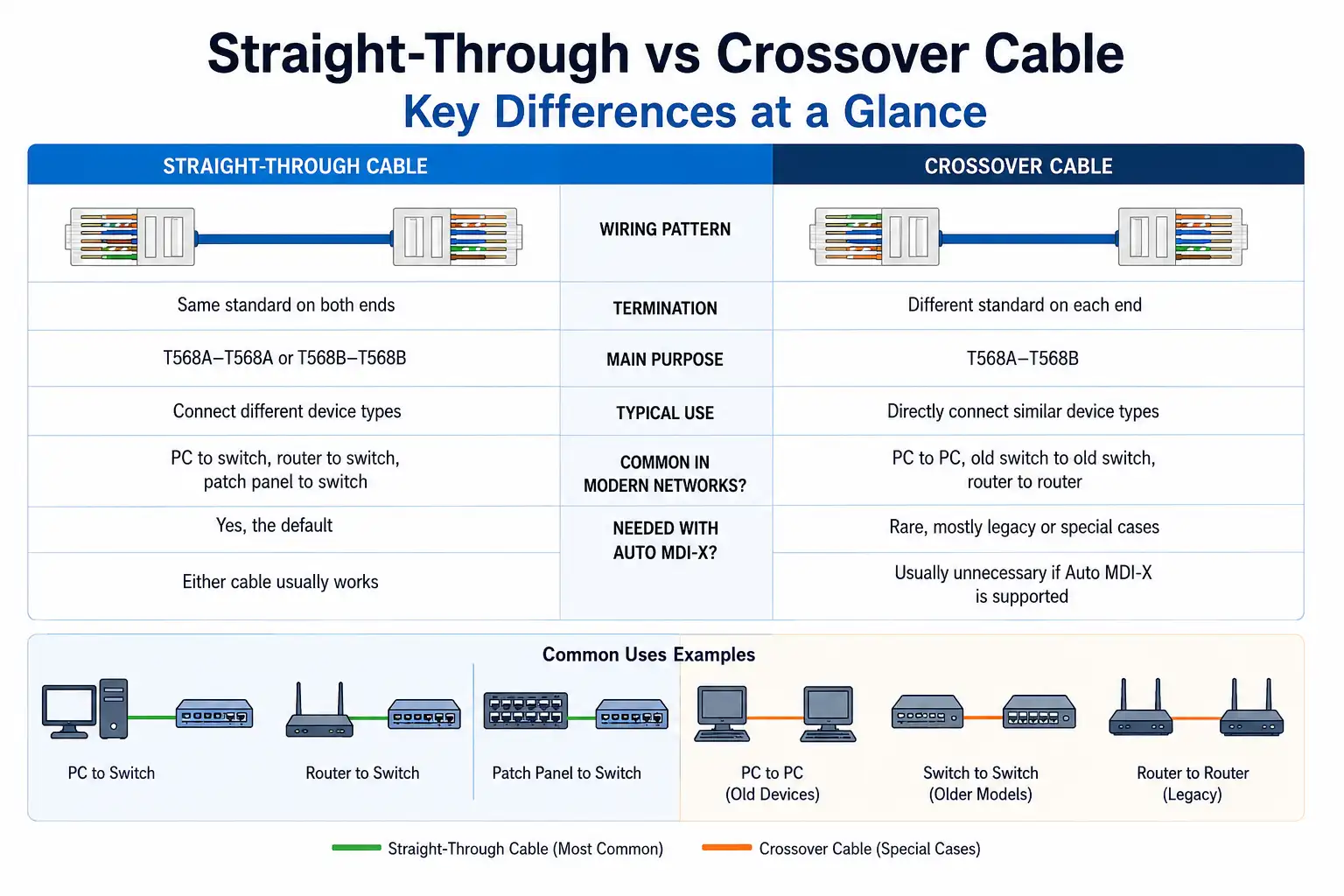 Straight-through vs crossover key differences Straight-through vs crossover key differences