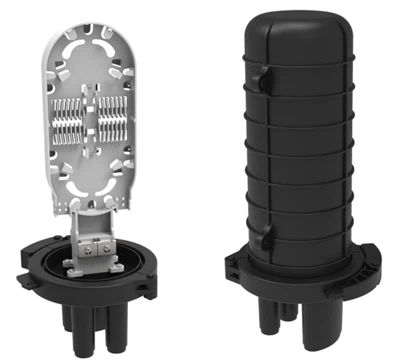 Caja de empalmes de fibra óptica vertical/domo sellada mecánicamente